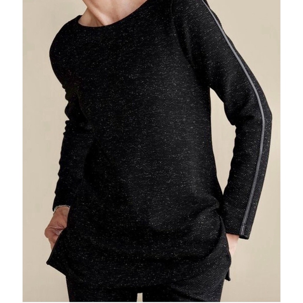 Soft Surroundings Size-L Womens Janae Long Sleeve Top Shirt‎ Black